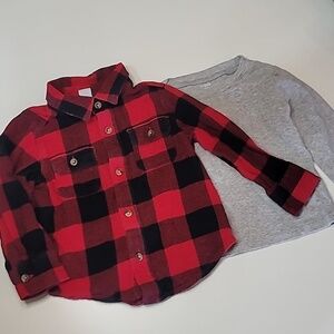 5/$30 OLD NAVY Buffalo Plaid Button Up + CARTER'S Long Sleeve Cotton Bundle